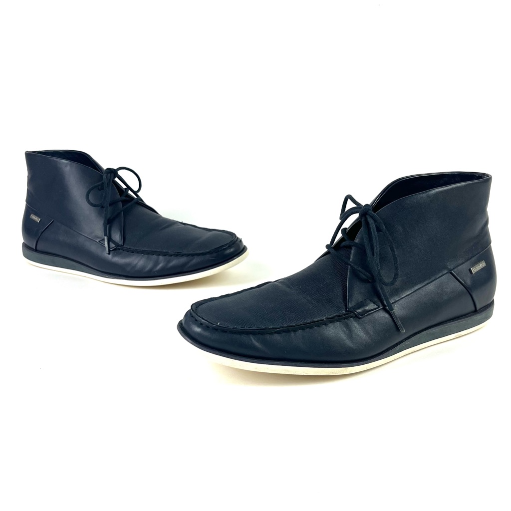 Calvin Klein Kenny Navy Blue Leather Chukka Shoes